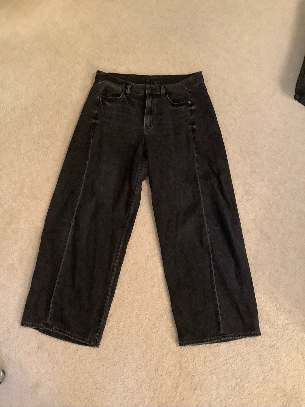 American Eagle Black Dreamy Drape Barrel Wide Leg Jeans Size 4/27 oversized